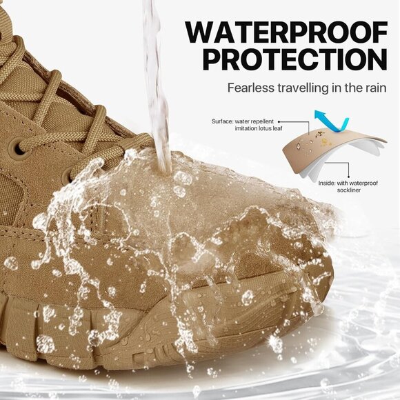 Women's Waterproof Hiking Boots Suede Leather 6 Inches Lightweight Tactical - Picture 4 of 7